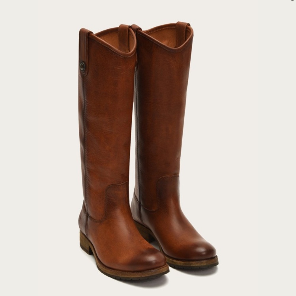 Frye Melissa Button Cognac Leather Knee High Boot - Picture 2 of 16